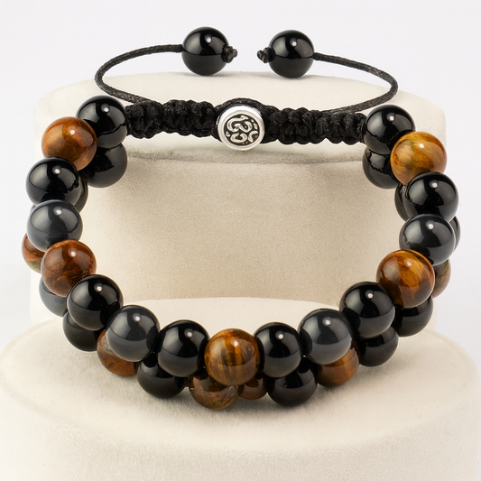 Luxury Bracelet – Tiger Eye, Black Obsidian & Hematite | A.E Anima